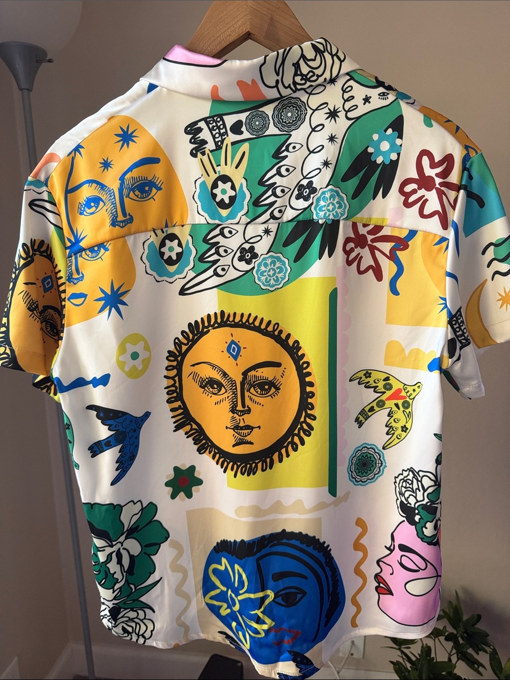 Joules White Button-Down Top with Multicolor Abstract Print - Picture 3 of 5